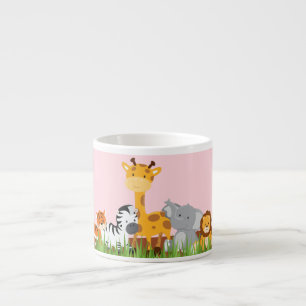 Rosa niedliche Dschungel-Baby-Tiereespresso-Tasse Espressotasse