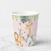 Rosa niedliche Dschungeltiere Mädchen-Dusche Pappbecher (Links)