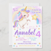 Rosa niedliche Einhorn-Regenbogen-Einladung Geburt Einladung (Vorderseite)