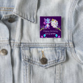 Rosa Niedliche Einhorndinosaurier Regenbogen Gebur Button (Beispiel)