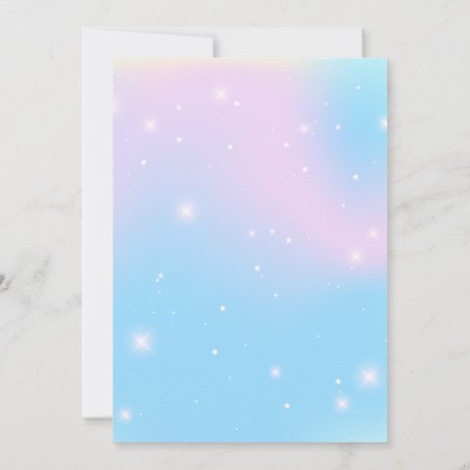 Rosa Niedliche Einhorndinosaurier Regenbogen Gebur Einladung (Rückseite)