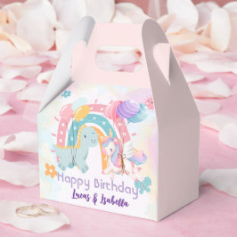 Rosa Niedliche Einhorndinosaurier Regenbogen Gebur Geschenkschachtel