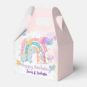 Rosa Niedliche Einhorndinosaurier Regenbogen Gebur Geschenkschachtel (Vorderseite)