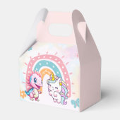 Rosa Niedliche Einhorndinosaurier Regenbogen Gebur Geschenkschachtel (Rückseite)