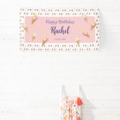 Rosa Niedliche Eiscreme Cone Kinder Geburtstag Mäd Banner (InSitu)