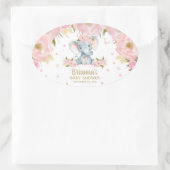 Rosa Niedliche Elefantendusche Ovaler Aufkleber (Tasche)