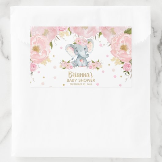 Rosa Niedliche Elefantendusche Rechteckiger Aufkleber (Tasche)