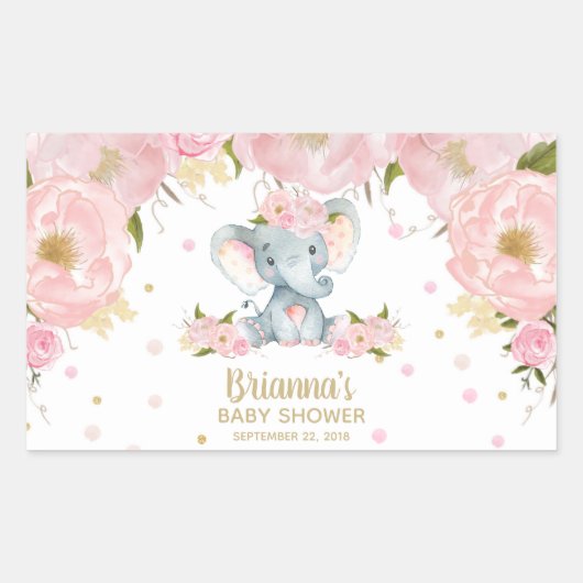 Rosa Niedliche Elefantendusche Rechteckiger Aufkleber (Vorderseite)