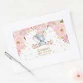 Rosa Niedliche Elefantendusche Rechteckiger Aufkleber (Umschlag)