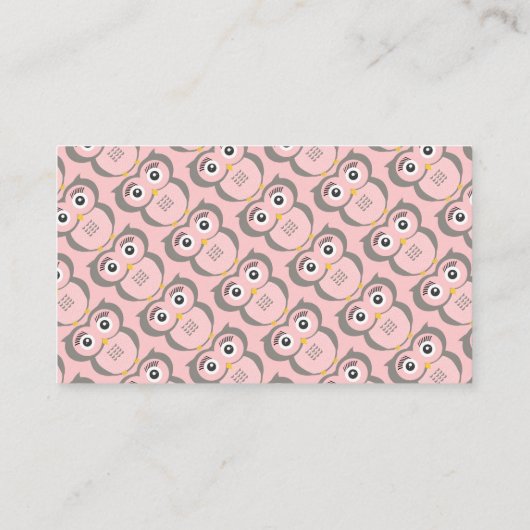 Rosa Niedliche Eule-Windeln Begleitkarte (Rückseite)