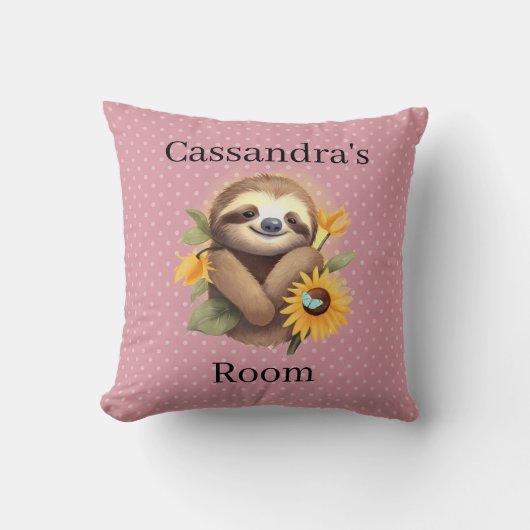 Rosa Niedliche Falte mit Sonnenblumen Kissen (Vorderseite)