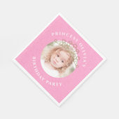 Rosa Niedliche Geburtstag Foto Princess Tiara Swee Serviette (Ecke)