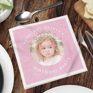 Rosa Niedliche Geburtstag Foto Princess Tiara Swee Serviette