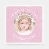 Rosa Niedliche Geburtstag Foto Princess Tiara Swee Serviette (Vorderseite)