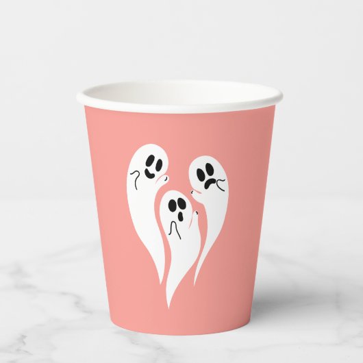 Rosa Niedliche Geister Pappbecher (Vorderseite)