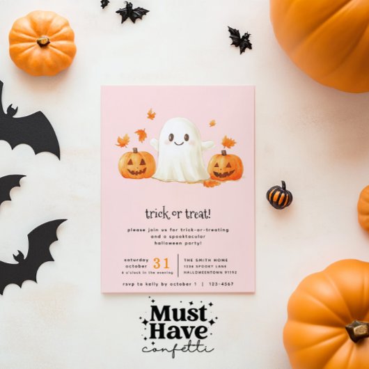 Rosa Niedliche Geisterspinne Einladung