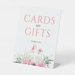 Rosa Niedliche Gold Geburtstagskarte und Geschenke Sockelschild