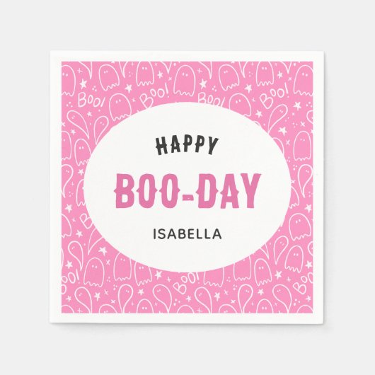 Rosa Niedliche Halloween Serviette (Vorderseite)