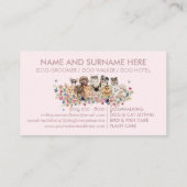 Rosa Niedliche Haustiere Hunde Katzen Rassen Visitenkarte (Rückseite)