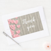 Rosa Niedliche Herzen auf einem Stallholz Danke Rechteckiger Aufkleber (Umschlag)