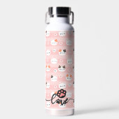 Rosa Niedliche Katzen Personalisiert Kinder Trinkflasche (Vorne)