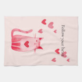 Rosa Niedliche Katzenherzen Geschirrtuch (Horizontal)