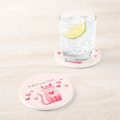 Rosa Niedliche Katzenherzen Getränkeuntersetzer (Seite)