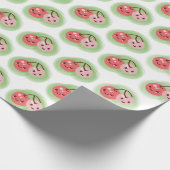 Rosa Niedliche Kirschen Geschenkpapier (Ecke)