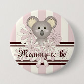 Rosa Niedliche Koala Girl Babydusche Button (Vorderseite)