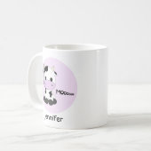 Rosa niedliche Kuh Cartoon personalisierte Kinder  Kaffeetasse (Vorderseite Links)