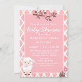 Rosa Niedliche Lamm-Dusche Einladung (Vorderseite)