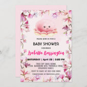 Rosa Niedliche Oktopus Tintenfisch Blume Babydusch Einladung (Vorne/Hinten)