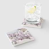 Rosa niedliche Orchideen-Blume und zeichnend Schme Steinuntersetzer (Seitenansicht)