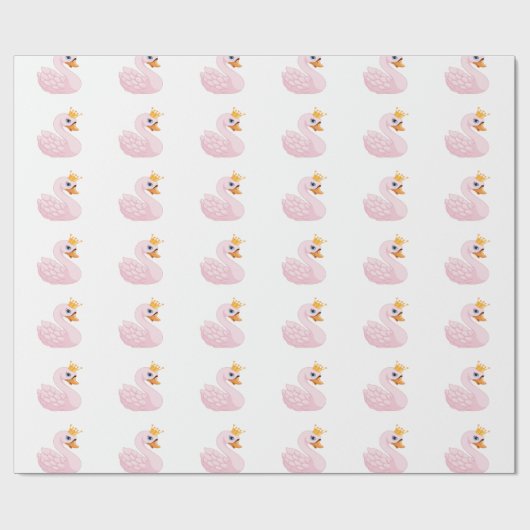 Rosa niedliche Prinzessin schwänzte Weiße Geburtst Geschenkpapier (Flach)