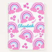 Rosa Niedliche Regenbogen-Blume Personalisiert Mäd Notizblock (Vorderseite)