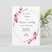 Rosa niedliche Sakura Hochzeitskarte Einladung (Stehend Vorderseite)