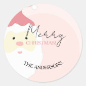 Rosa Niedliche Santa Illustration Runder Aufkleber (Vorderseite)