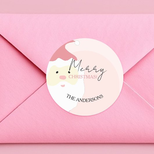 Rosa Niedliche Santa Illustration Runder Aufkleber