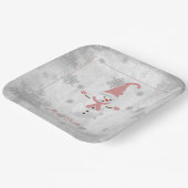 Rosa Niedliche Schneemann-Papierplatte Pappteller (Gewinkelt)