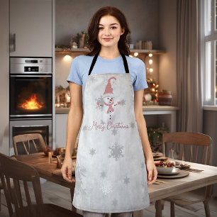 Rosa Niedliche Schneemannsferien Schürze