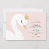 Rosa niedliche Schwanenkinder Einladung (Vorderseite)