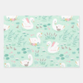 Rosa niedliche Schwanenkinder  Geschenkpapier Set (Vorderseite 2)