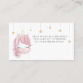 Rosa Niedliche Unicorn Kinderdusche Windelwaschkar Begleitkarte (Rückseite)