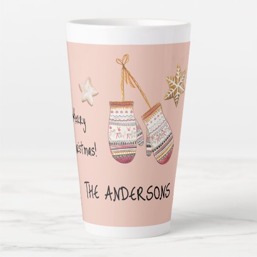 Rosa Niedliche Wasserfarbe Land Rustikale Illustra Milchtasse (Vorderseite)