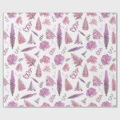 Rosa Niedliche Weihnachtsschick-Bäume Geschenkpapier (Flach)