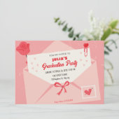 Rosa niedlicher Abschluss Einladung (Stehend Vorderseite)