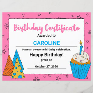 Rosa Niedlicher Cupcake Clipart Geburtsurkunde