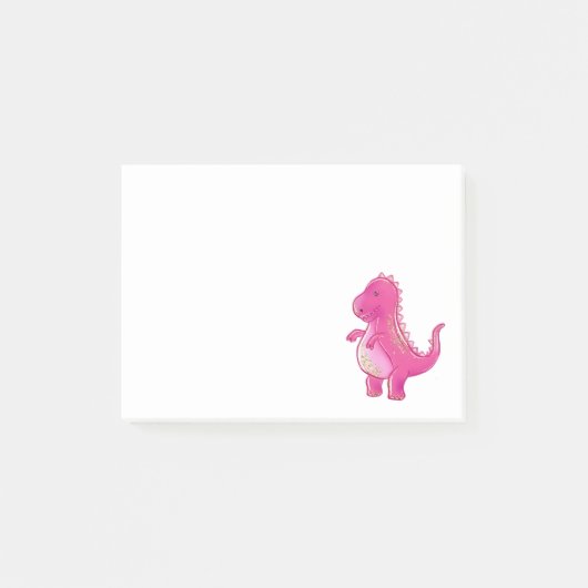 Rosa niedlicher Dinosaurier T Rex | Dino Post-it Klebezettel (Vorderseite)