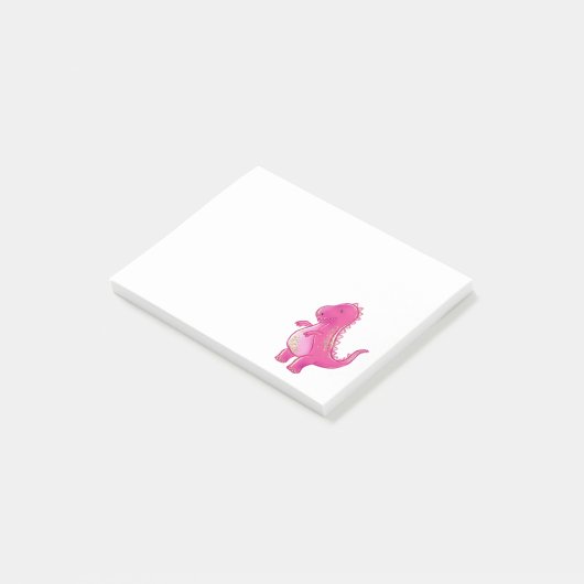 Rosa niedlicher Dinosaurier T Rex | Dino Post-it Klebezettel (angewinkelt)