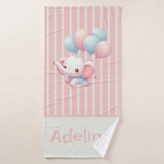 Rosa, Niedlicher Elefant Badehandtuch (Badehandtuch)